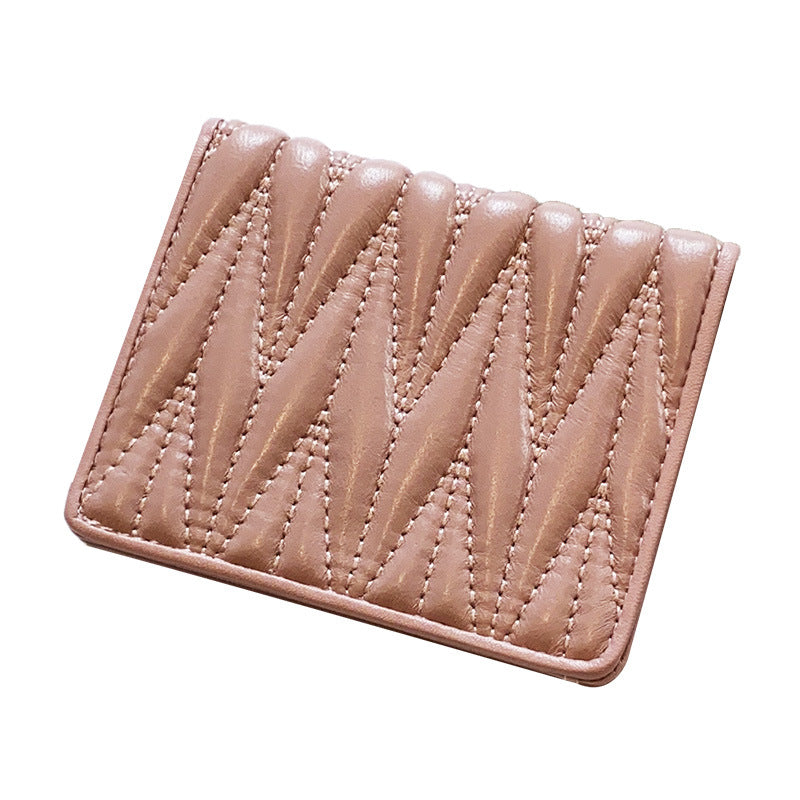Women's Pleated Short Exquisite Genuine Leather One Ladies Wallet