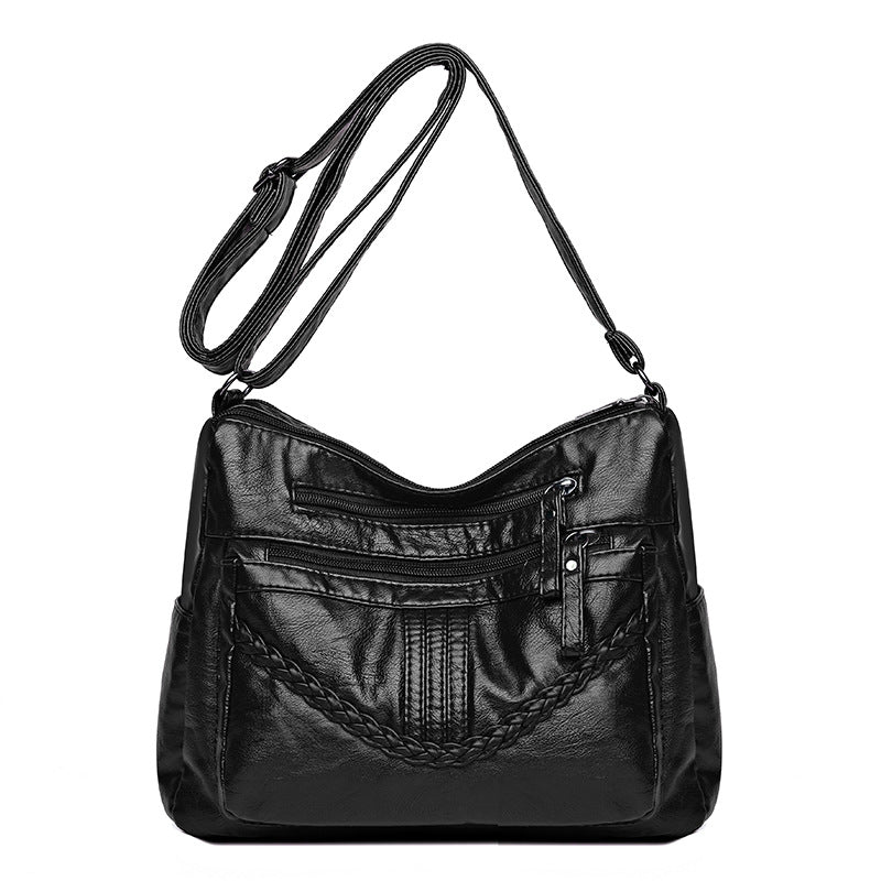 Washed Leather Soft Mom Versatile Large Women's Messenger Bag