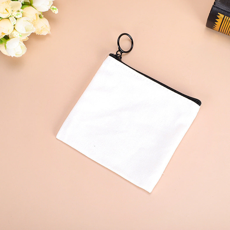 Mini Canvas Zipper Buggy Earphone White Coin Purses