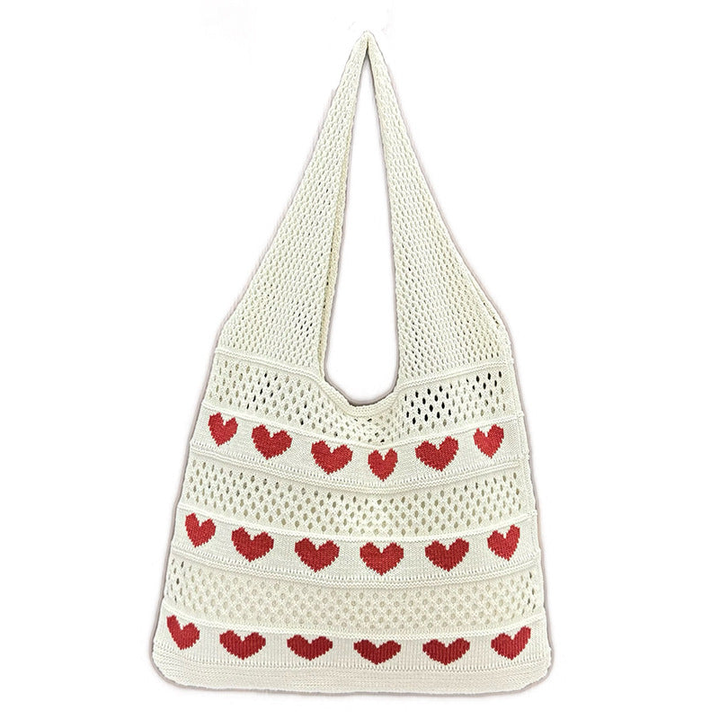 Women's Heart Shape Knitted Simple Style Large Capacity Bags