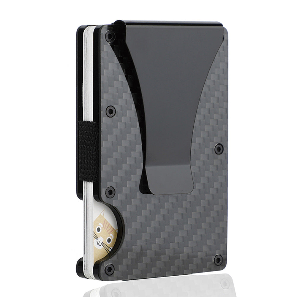 Men's Carbon Fiber Swiping Metal Clamp Simplicity Card Holder