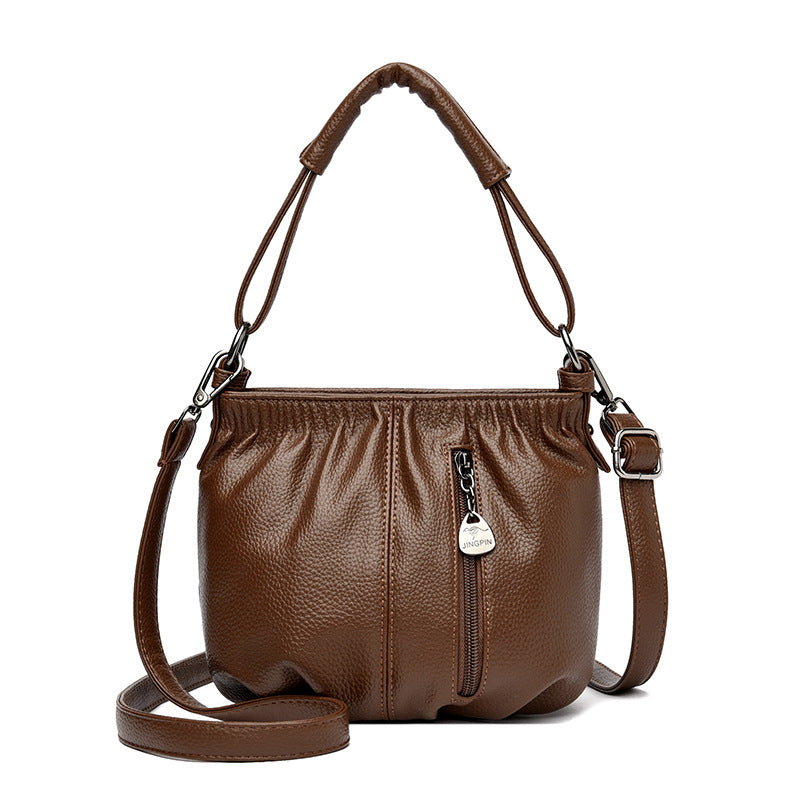 Fashion Minority Design Pleated Simple Solid Color Korean Style Women's Messenger Bag