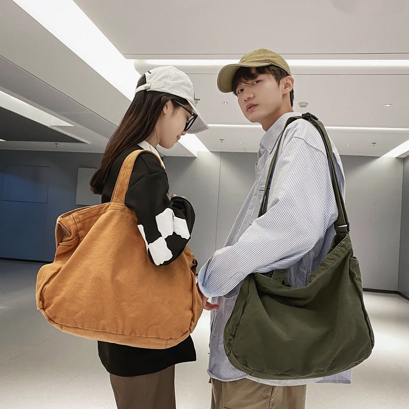 Women's Washed Canvas Large Capacity Totes Idle Style Shoulder Bags