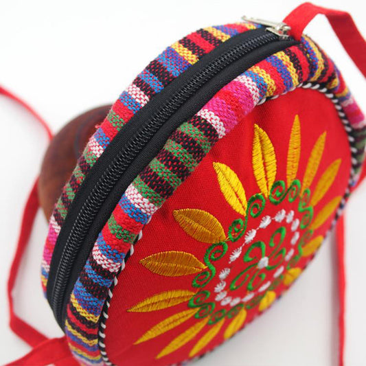 Style Sunflower Embroidered Canvas Rainbow Round Ten Bags