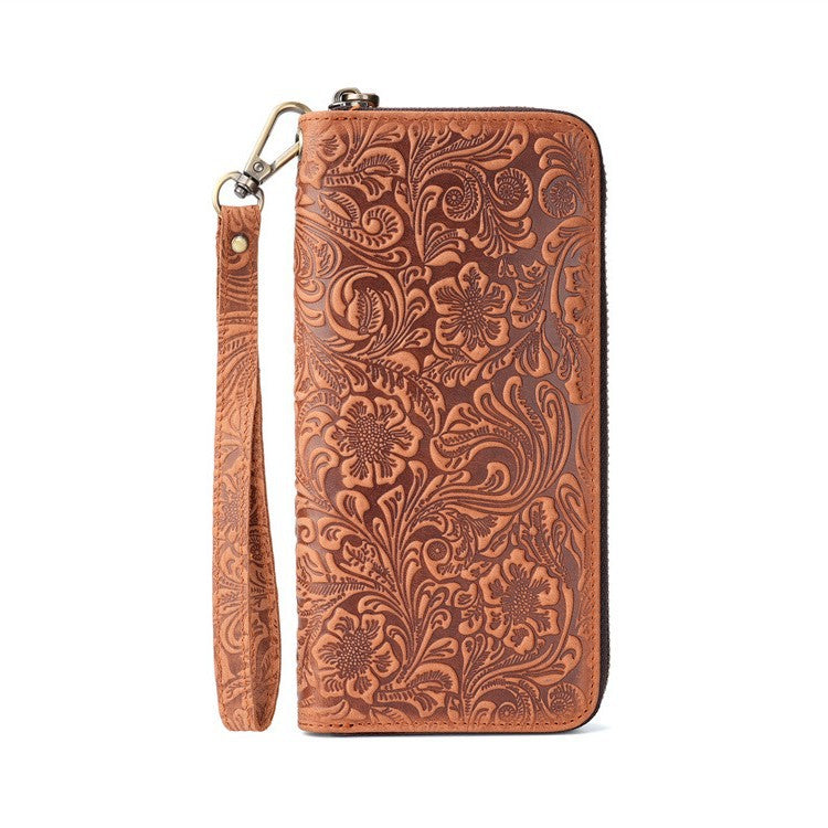 Women's & Men's Crazy Horse Leather Long Genuine Pure First Men's Wallet