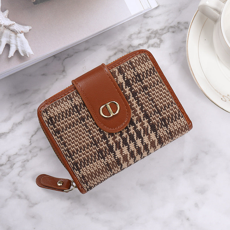 Women's Light Luxury Short Canvas Multiple Slots Ladies Wallets
