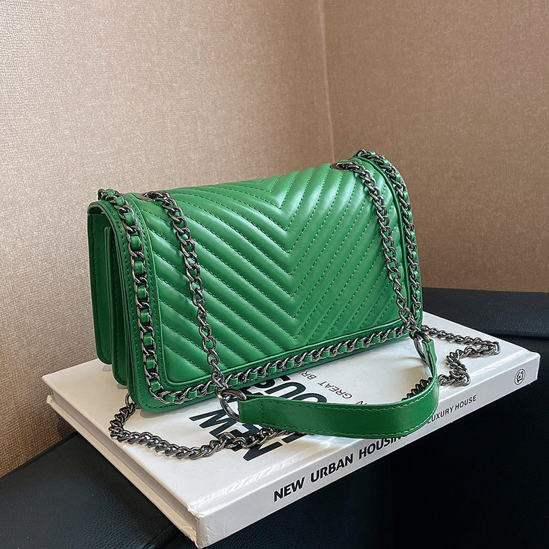 Women's Fashion Solid Color Chain Rhombus Women's Shoulder Bag