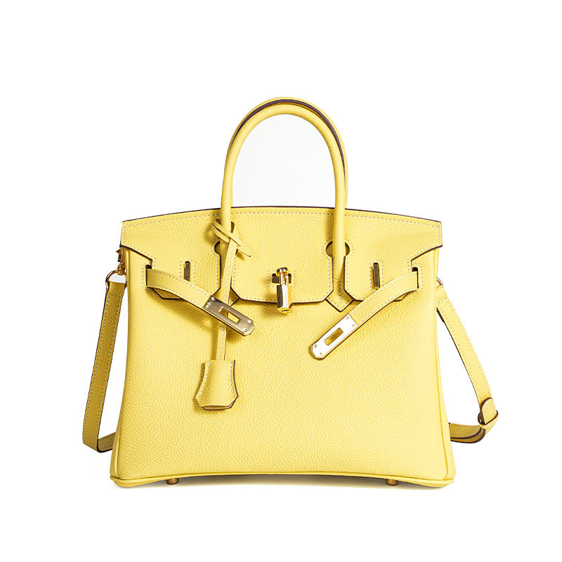 Women's Line First Layer Cowhide Handmade Litchi Grain Handbags