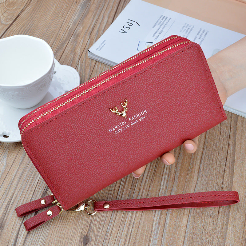 Women's Long Clutch Double Zipper Fashion Simple Large Phone Bags
