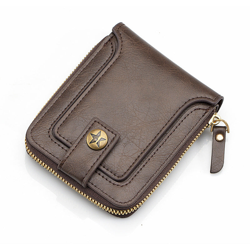 Men's Short Fashion Retro Multifunctional Zipper Men's Wallets