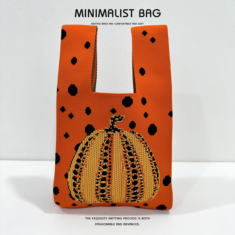 Women's Pumpkin Knitted For Versatile Large Capacity Handbags
