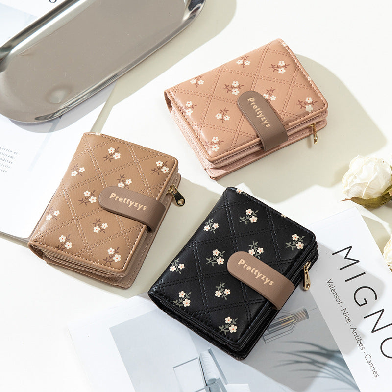Women's Style Simple Short Two Fold Fashion Multiple Ladies Wallets