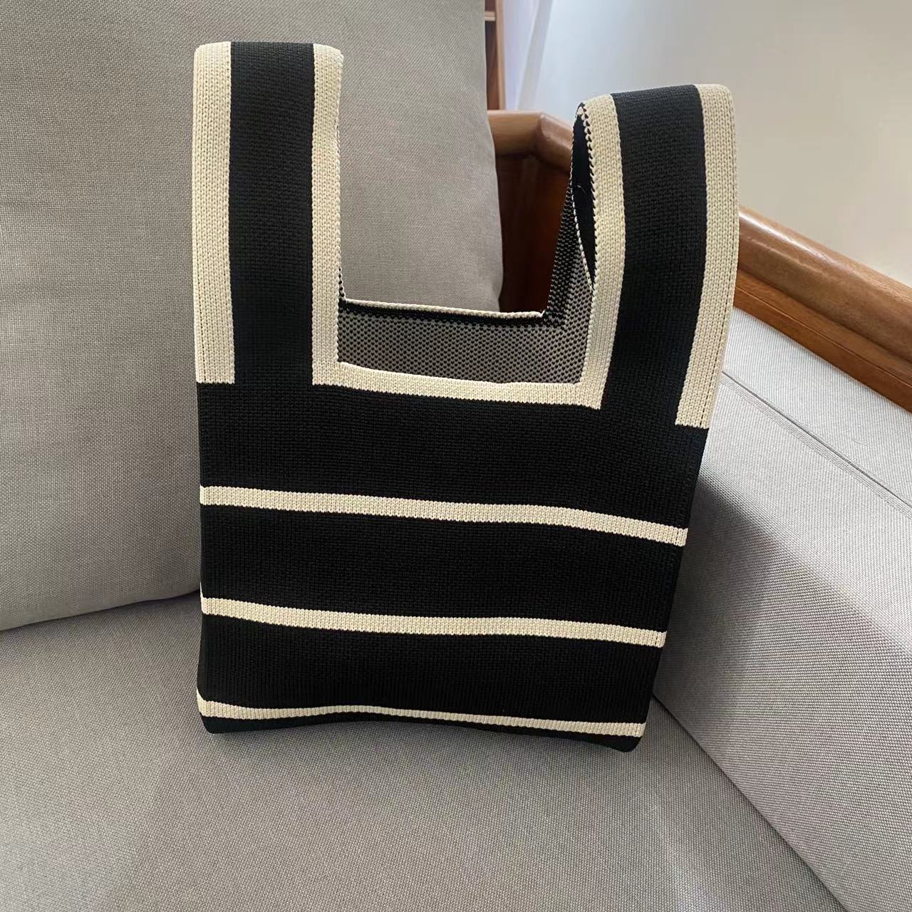 Woolen Yarn Fashion Simple Horizontal Bar Handbags