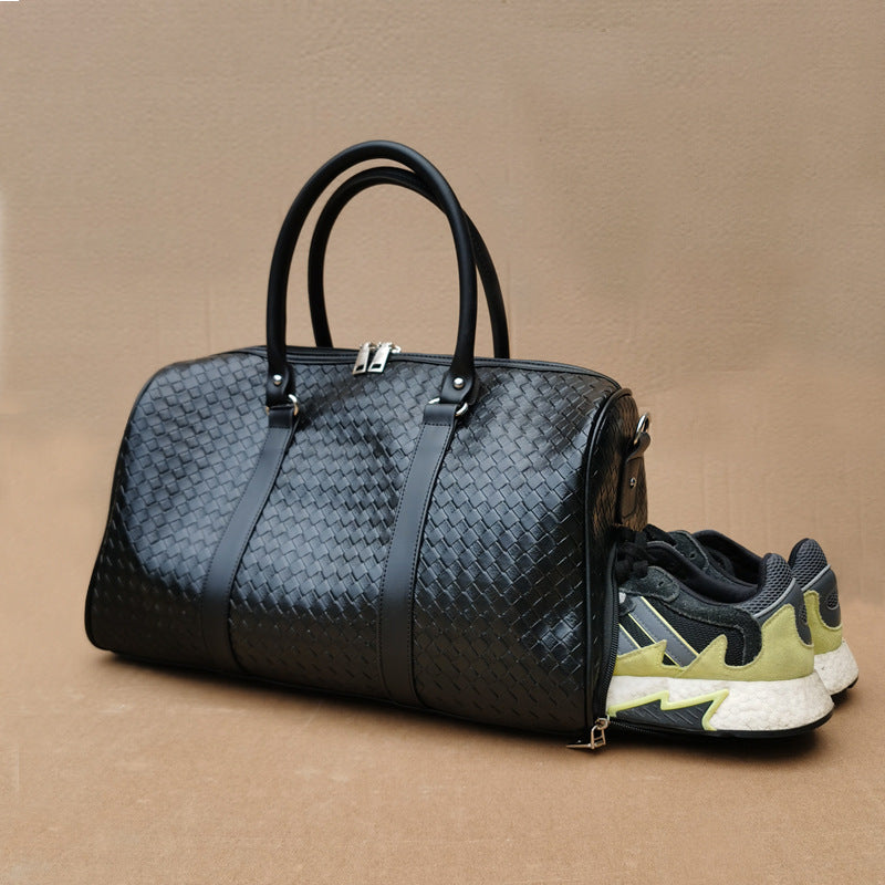 Women's & Men's & Woven Portable Large Capacity Black Travel Bags