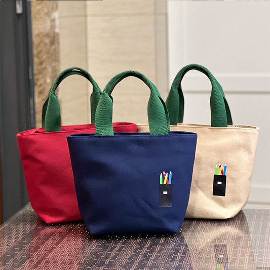 Volume Simple Canvas Lunch Box Hand Handbags