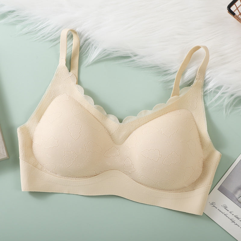 Women's Wireless Large Push Up Breast Holding Adjustable Lace Everyday Bras