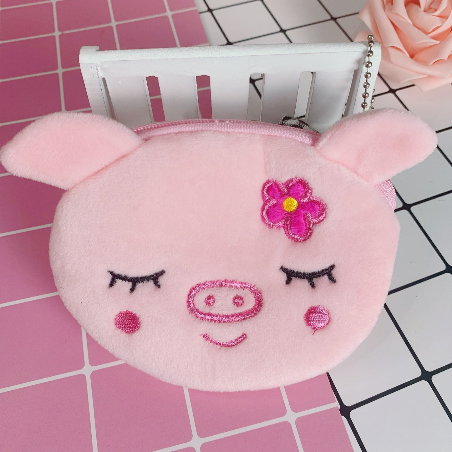 Korean Cartoon Heart Portable Mini Plush Coin Purses