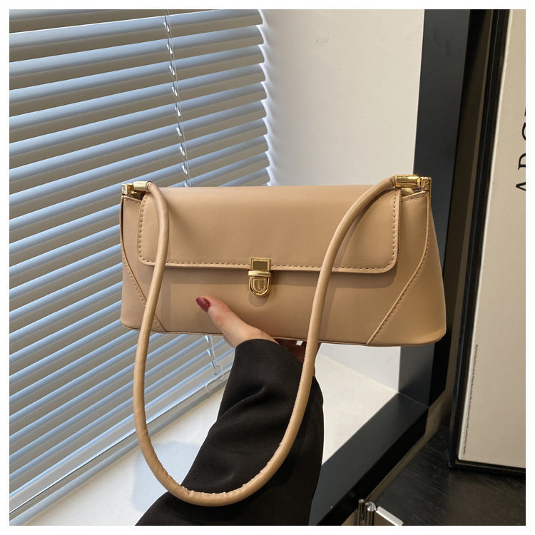 Women's Large Capacity French Solid Color Single Lock