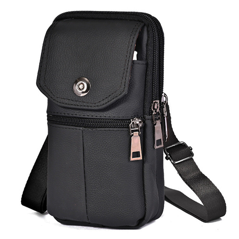 Men's Cowhide Multifunctional Mobile Portable Fashion Leather Men's Waist Packs
