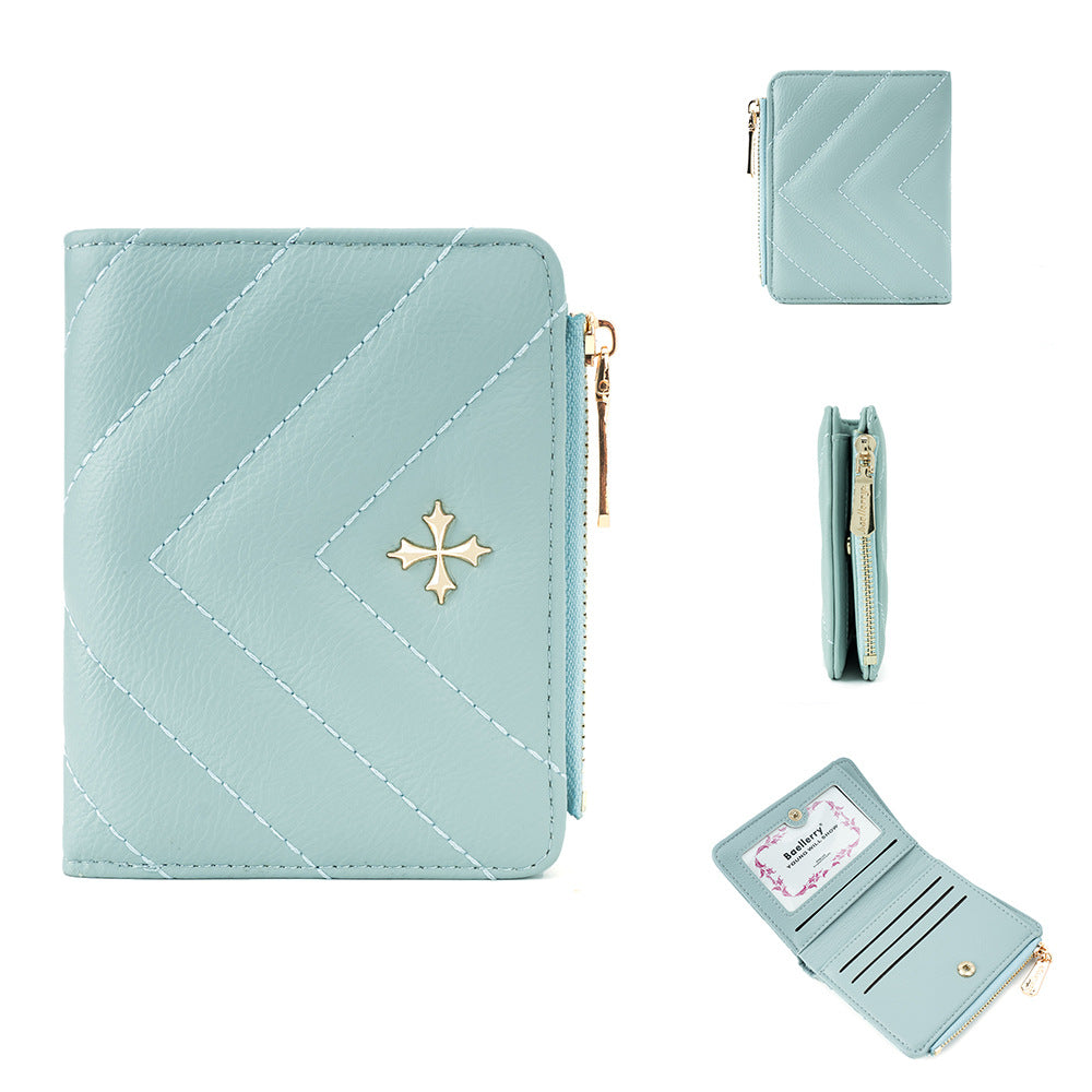 Women's Korean Short Zipper With Multi Stitching Ladies Wallet