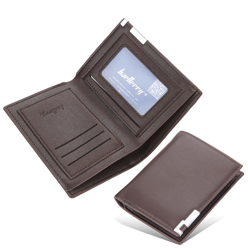 Men's Short Thin Iron Edge Korean Fashion Green Horizontal Card Holder