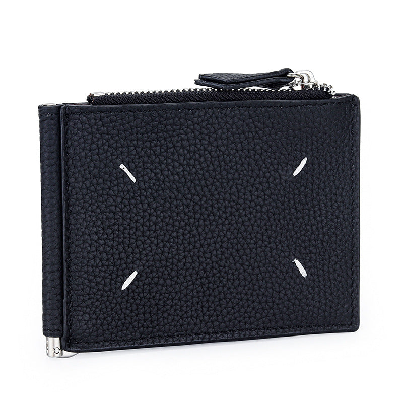 Women's & Men's Leather Dollar Clip Short Cash Zipper Purses