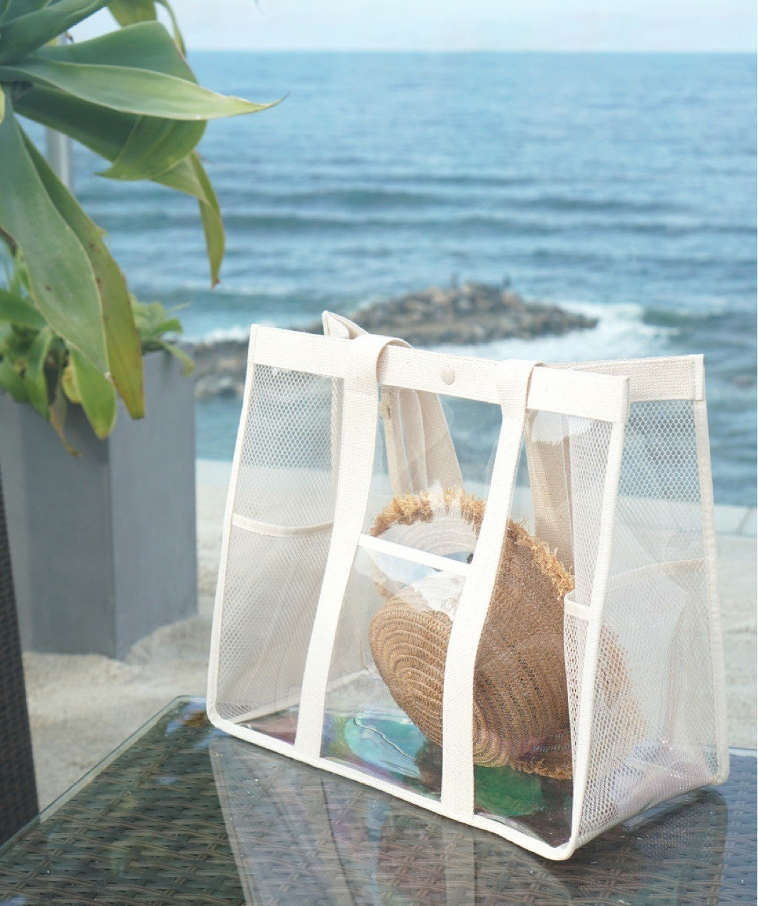 Simple Transparent Mesh Beach Large Capacity Swimming Fitness Summer Travel Bags