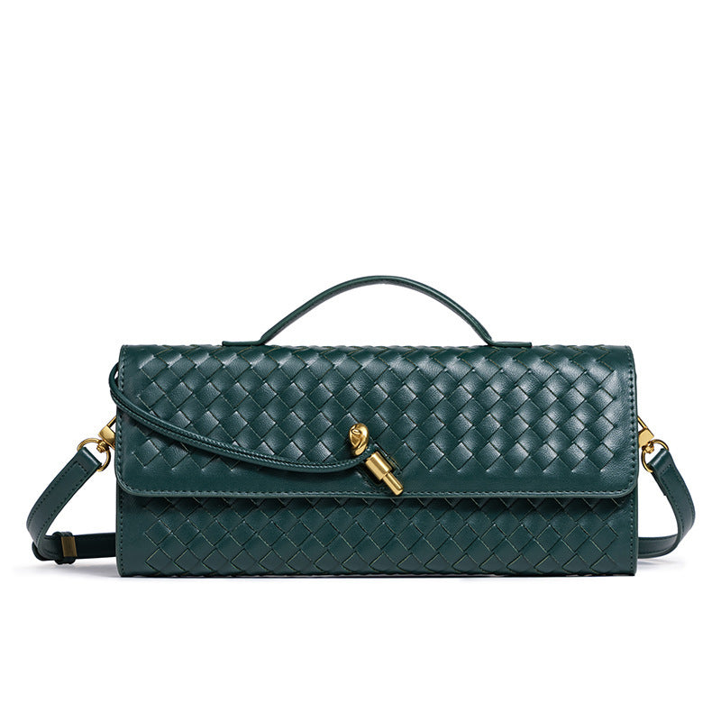 Women's Woven Baguette Fashion Horizontal Clutch Organ Bags