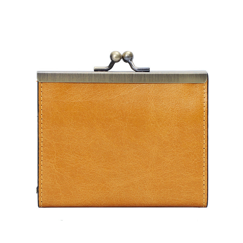 Women's First Layer Oil Wax Leather Sleeve Card Holder