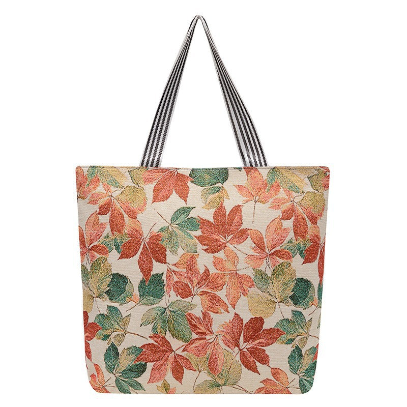 Women's Large Capacity Totes Gold Silk Embroidered Canvas Creative Women's Shoulder Bag