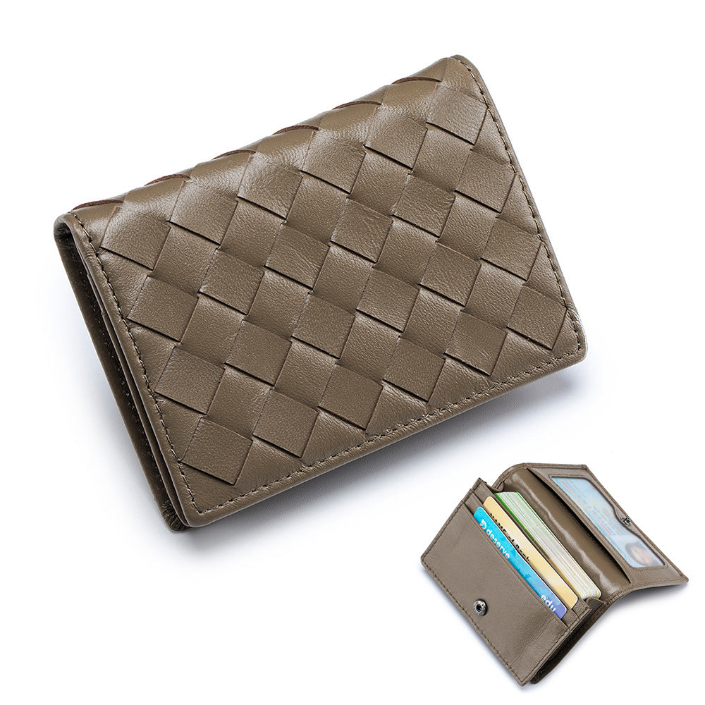 Men's Sheepskin Woven Document Classic Business Card Holder