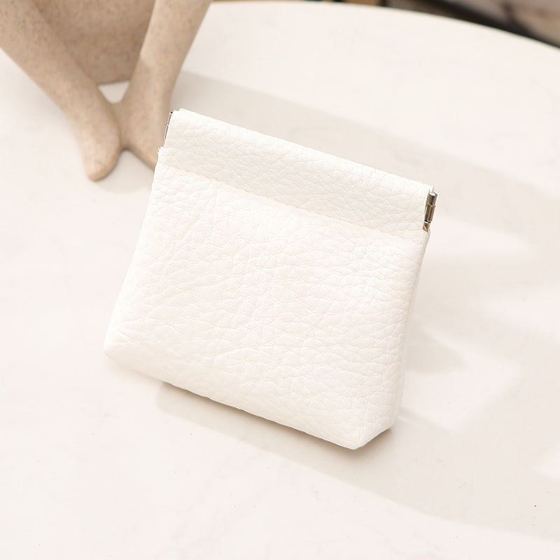 Unisex Imitation Leather Litchi Pattern Clip Mouth Pocket Coin Purses