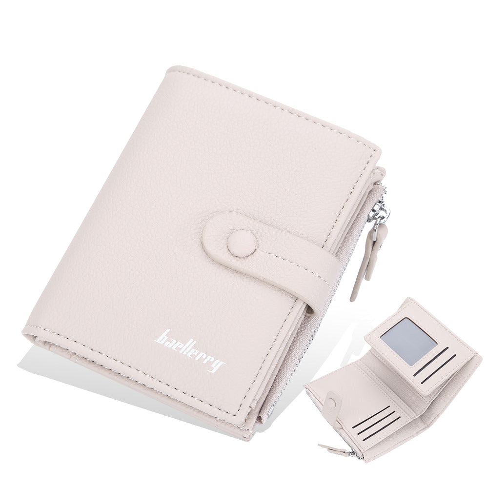 Women's Short Litchi Pattern Multiple Slots Hasp Ladies Wallet