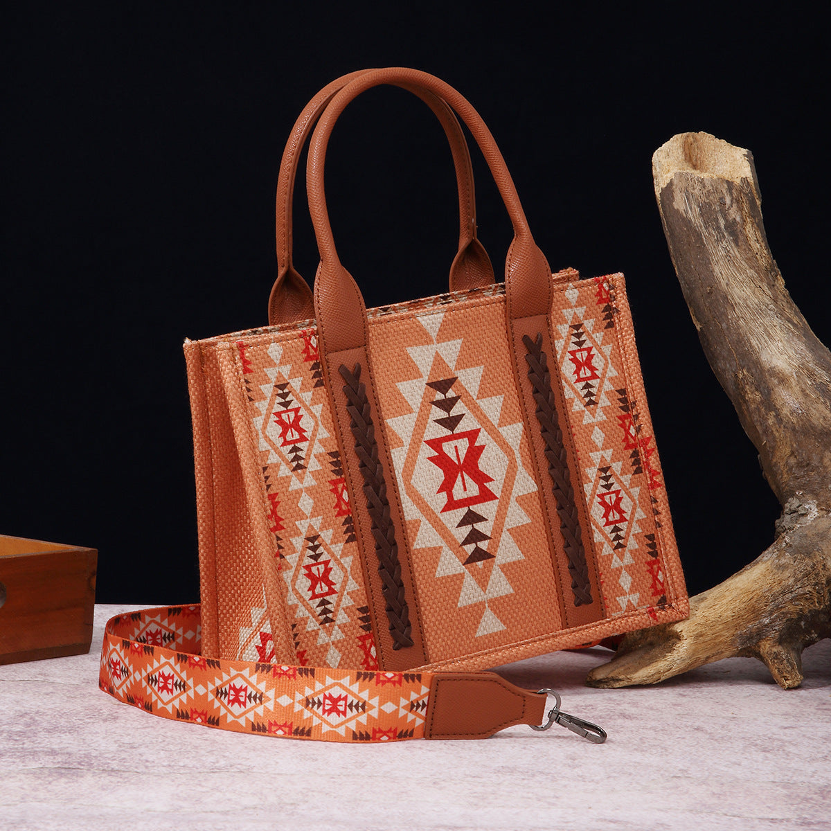 Women's Vintage Cotton Linen Printed Western One Crossbody Bags