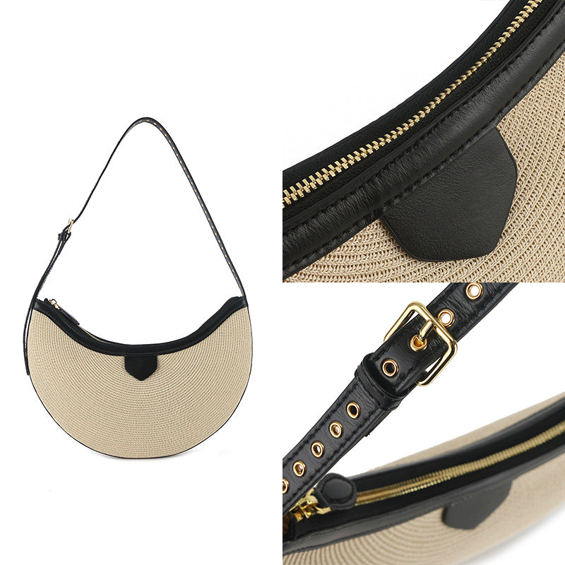 Straw Fashion Authentic Leather Weave Selenodont Bags