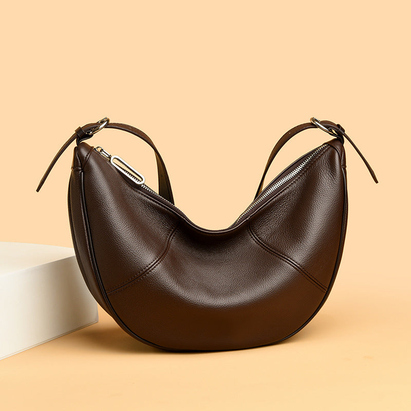 Women's Solid Color Soft Leather Dumpling Niche Large Capacity Women's Shoulder Bag