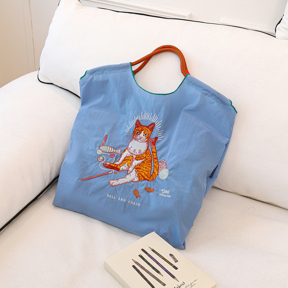 Nylon Embroidered Fashion Niche Large Capacity Women's Shoulder Bag