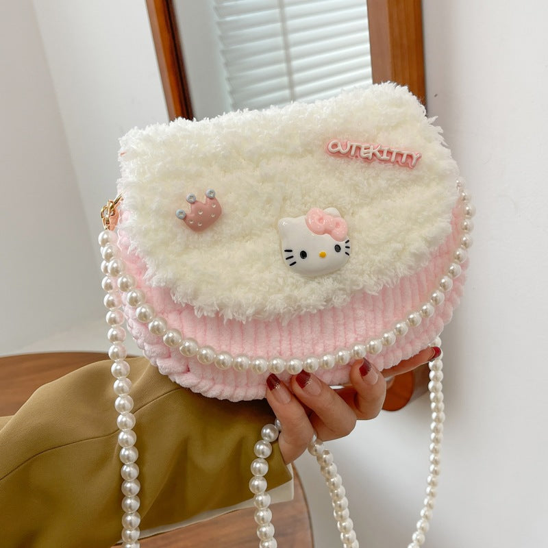 Finished Cat Hand-woven Homemade Material Plush Women's Messenger Bag