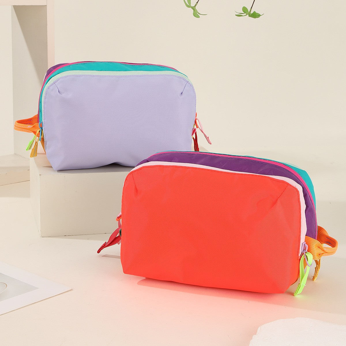 Dopamine Color Waterproof Nylon Wash Contrast Storage Large Makeup Bag