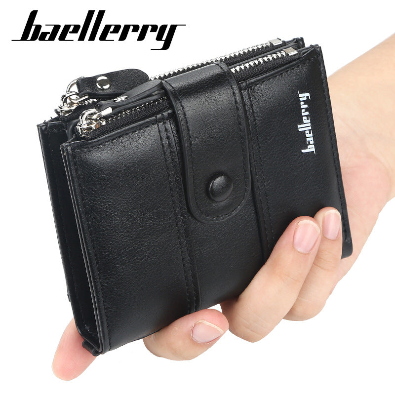 Men's Vertical Double Zipper Multiple Slots Driving Card Holder