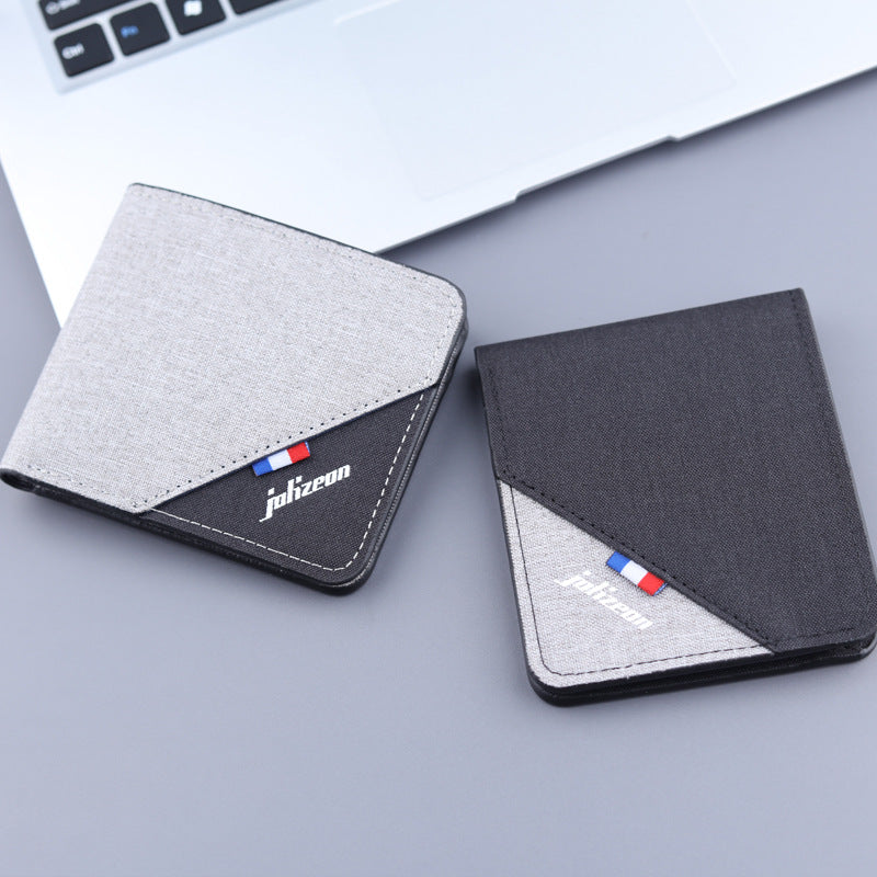 Classic Men's Short Canvas Thin Cloth Men's Wallets