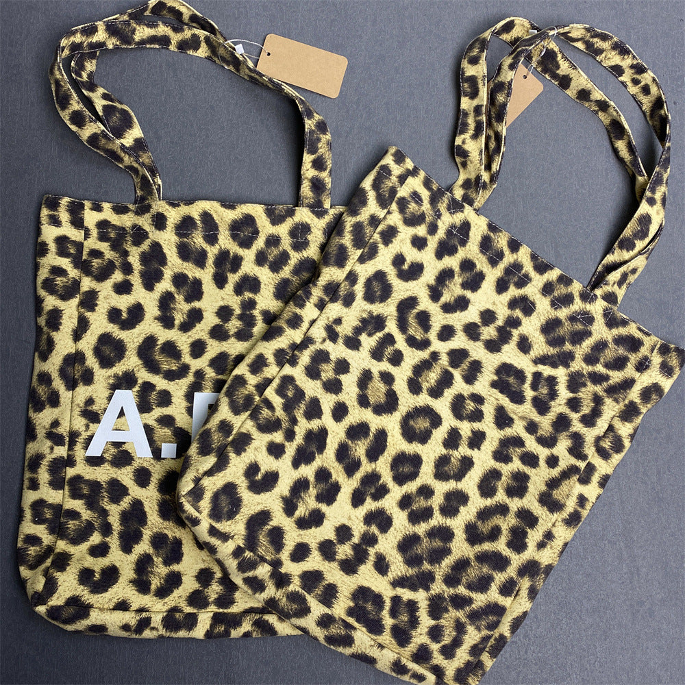 Elegant Trendy Leopard Vertical Canvas Shopping Handbags