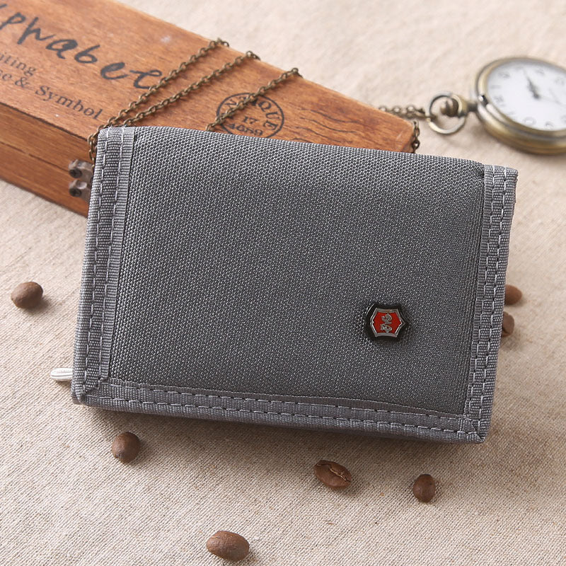 Men's Pure Color Korean Cloth Off Short Style Canvas Folding Purses