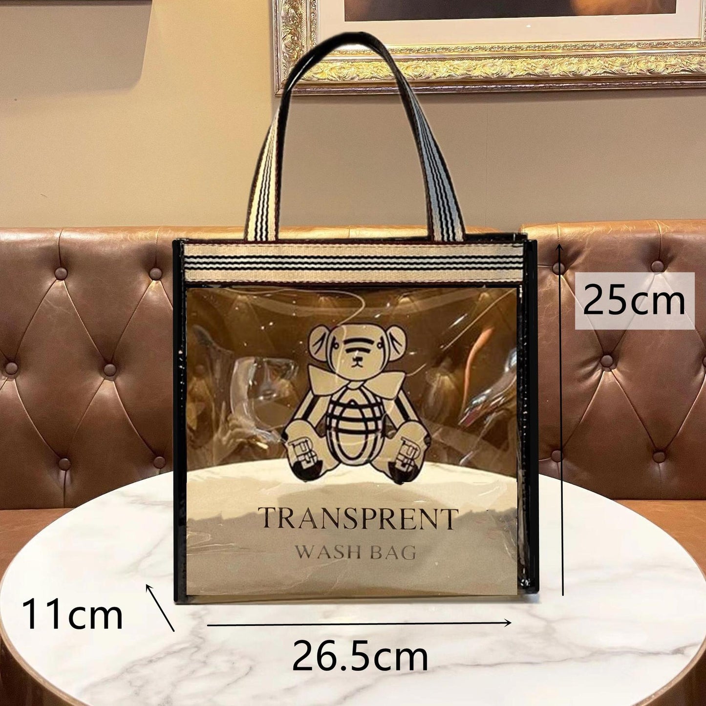 Transparent Tawny Large Capacity Waterproof Bath Fashion Workout Handbags