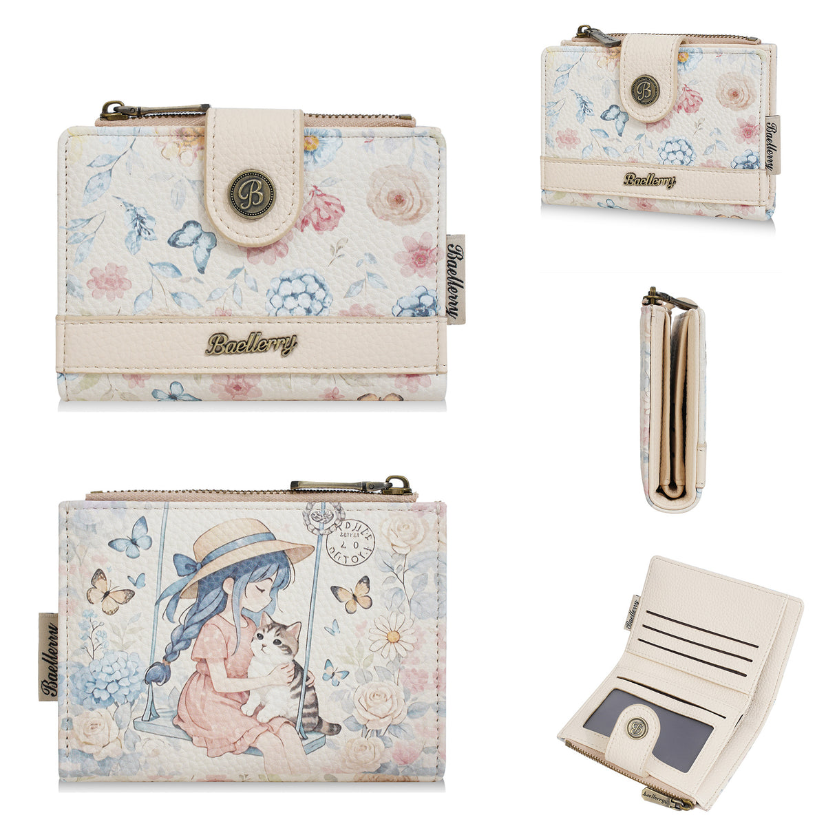 Women's Short Mini Anime Zipper Multiple Slots Ladies Wallet