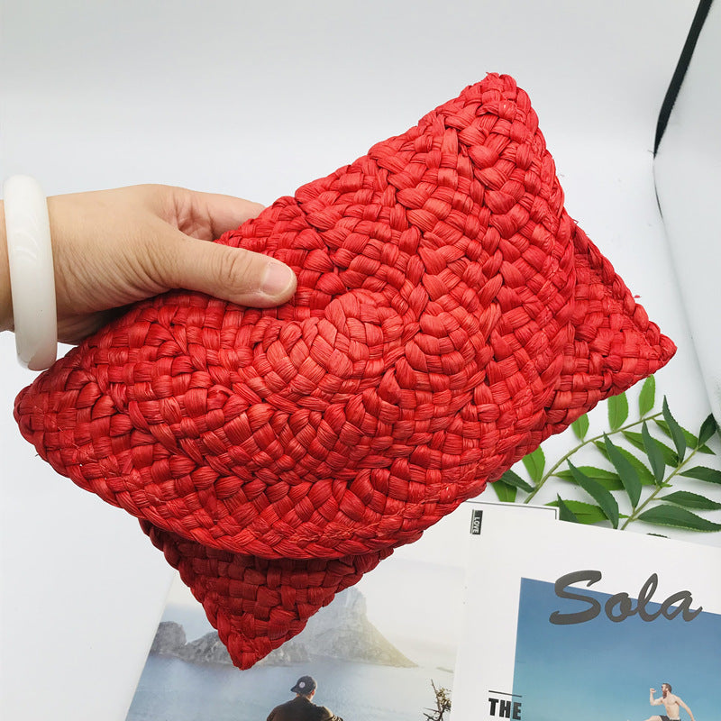 Corn Husk Straw Clutch Female Large Capacity Handbags