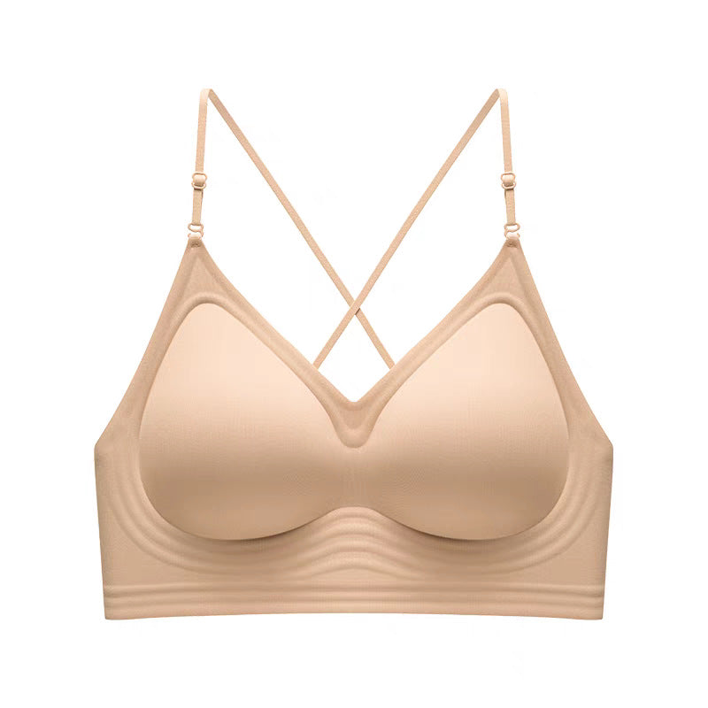 Women's Back Underwear Spaghetti Strap Small Chest Push Up Bare Bras