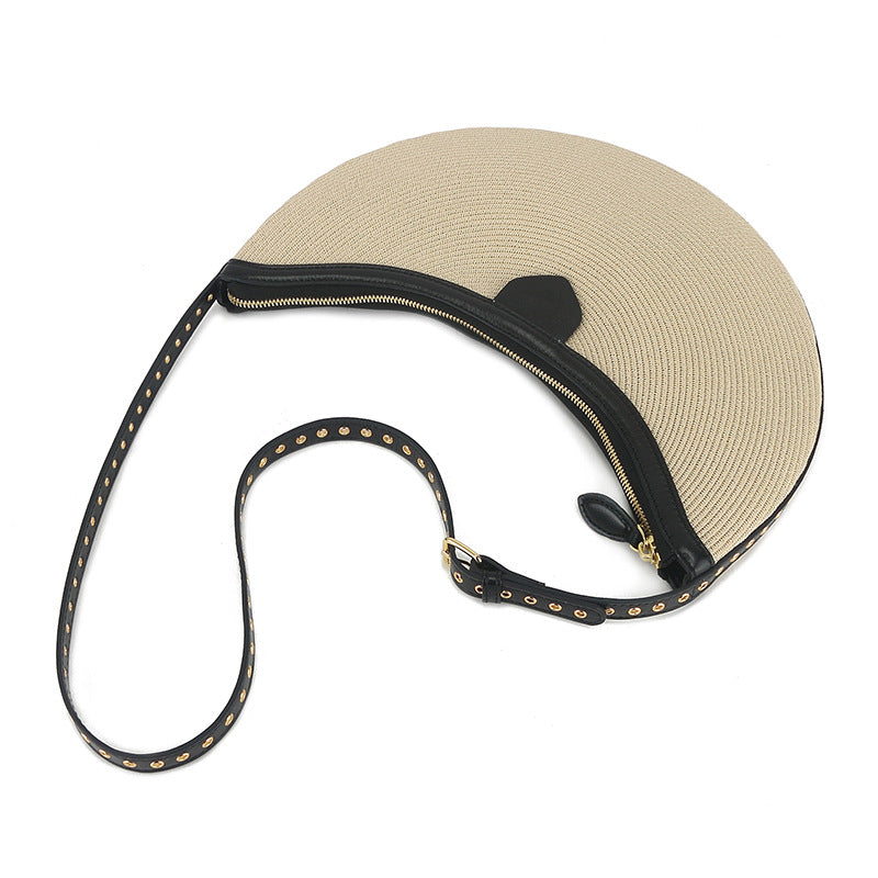 Straw Fashion Authentic Leather Weave Selenodont Bags