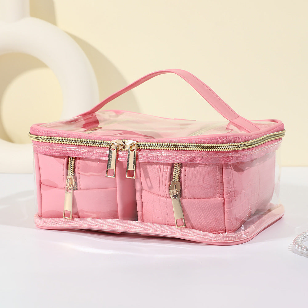 Women's Simple Crocodile Pattern High-grade Large Capacity Storage Waterproof Portable Cosmetic Bags