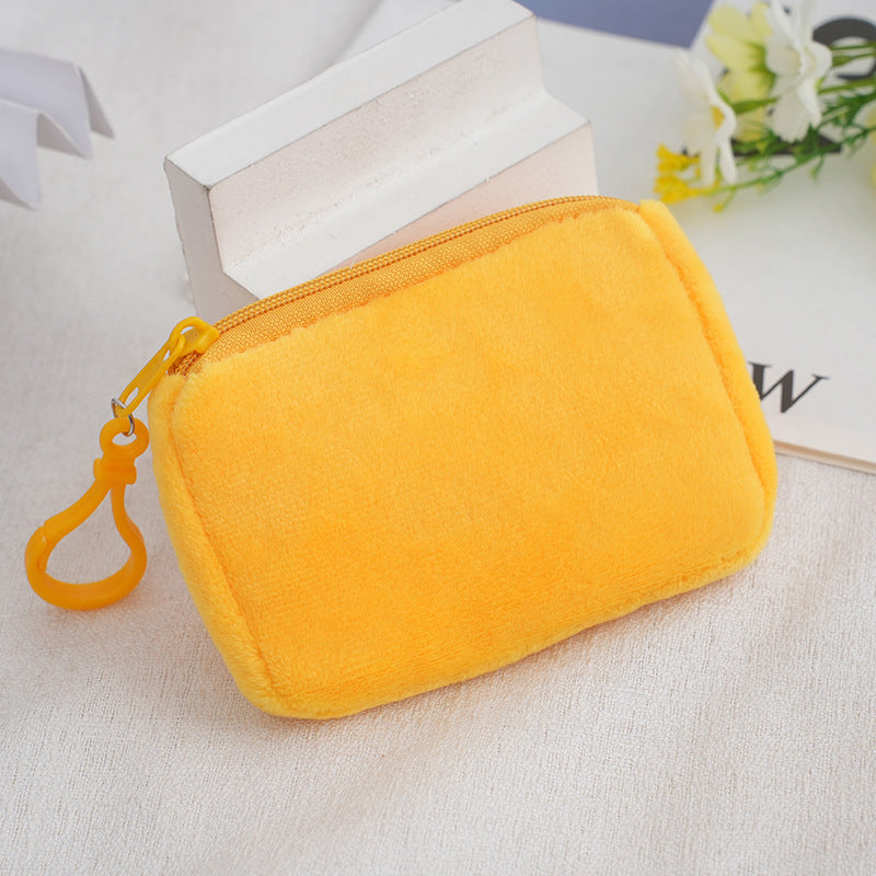 Glamorous Color Candy Plush Earphone Simple Coin Purses